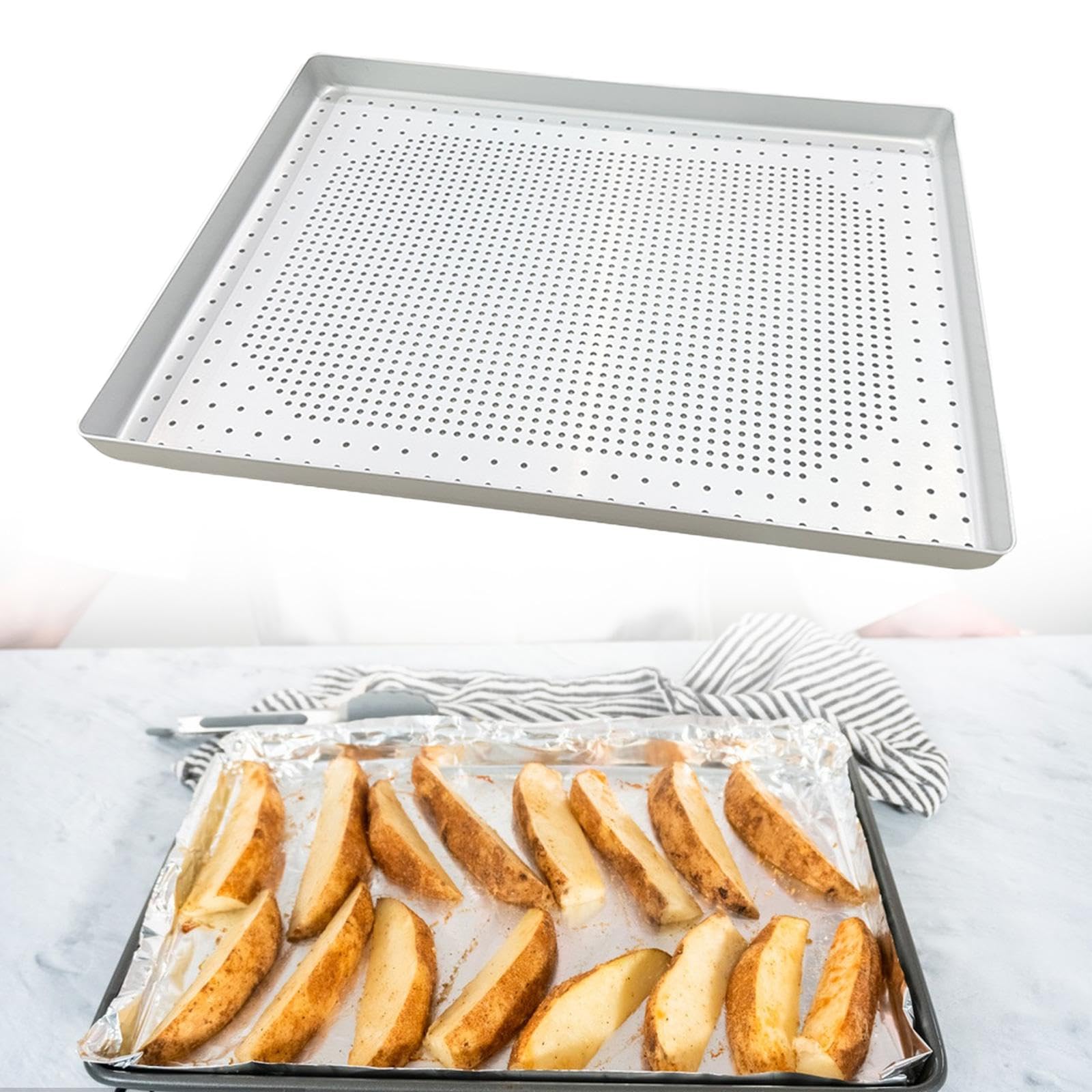 Amagogo Pizza Pan Kuchenform Crisper Blech Cookie Backblech Aluminiumlegierung Schnelle Wärmeleitung für Zuhause Zusammenkünfte Festlichkeiten Partys Und Tägl, Mehrfarbig, 30x37x3cm