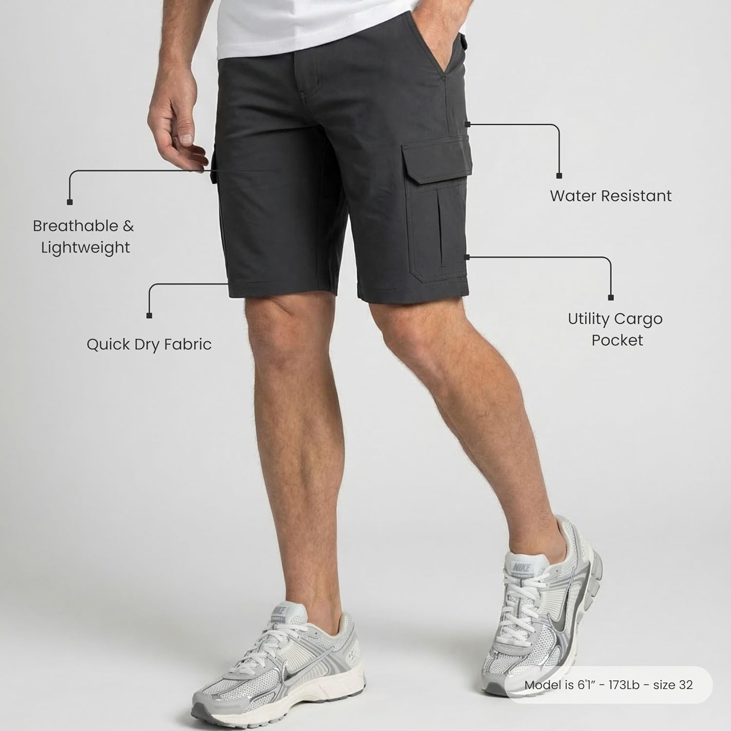 Visive Men’s Hybrid Cargo Shorts 2-3-4 Packs. Quick Dry Stretch Casual Golf Travel Lightweight Utility Shorts with Pockets