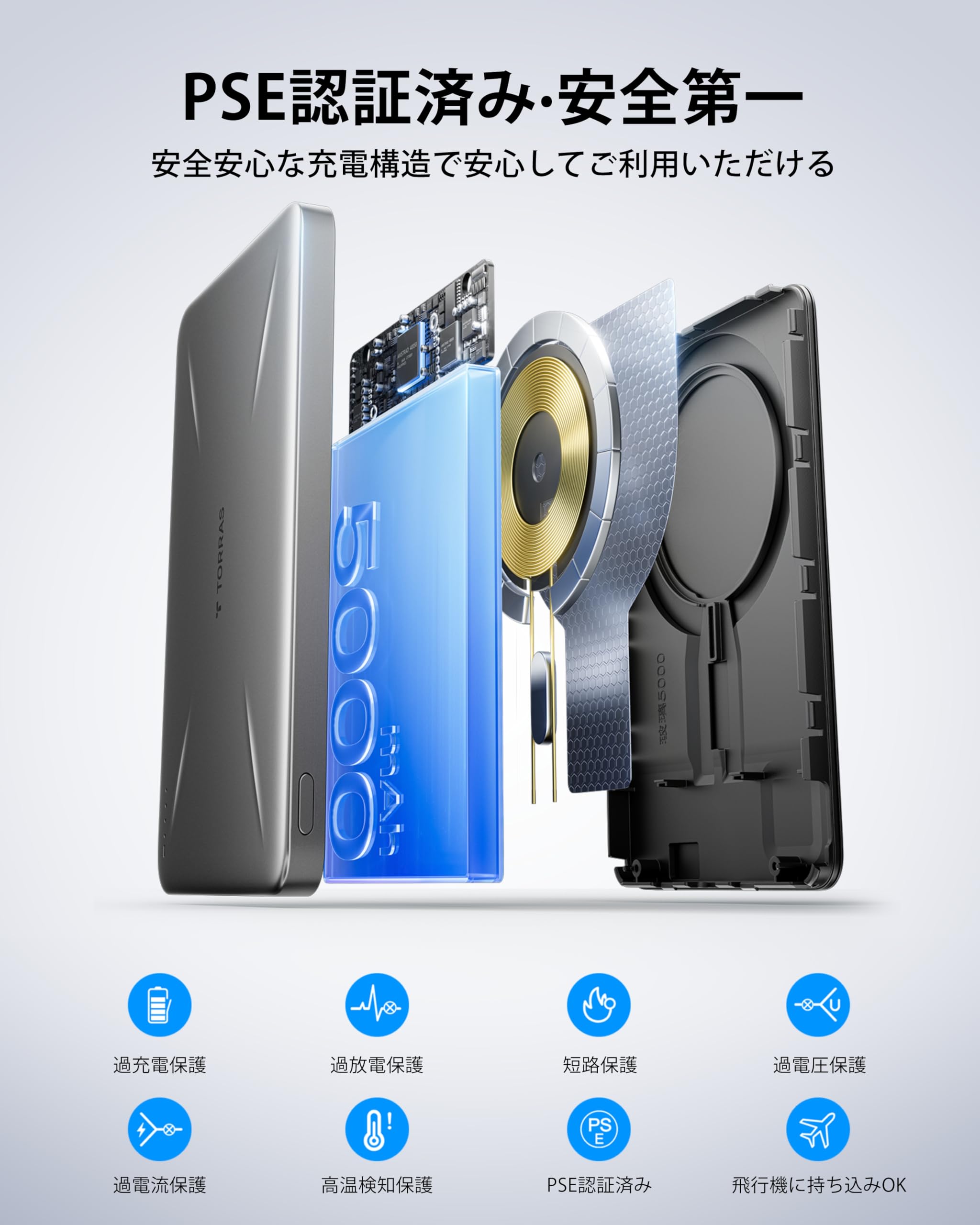 Amazon | 2024業界極薄&SlateMag】 TORRAS モバイルバッテリー Magsafe