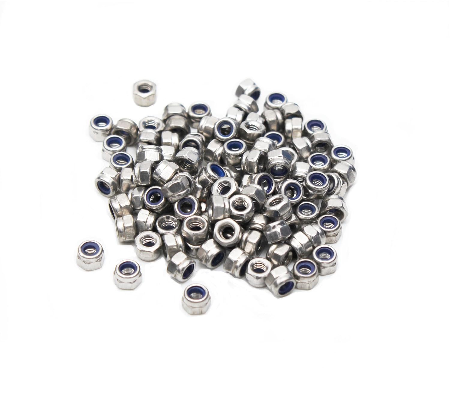 110 Fasteners 304 Stainless Steel Nylon Locking Skid Nuts M3X0.5mm, Stainless Steel Hex Insert Self Locking Nuts