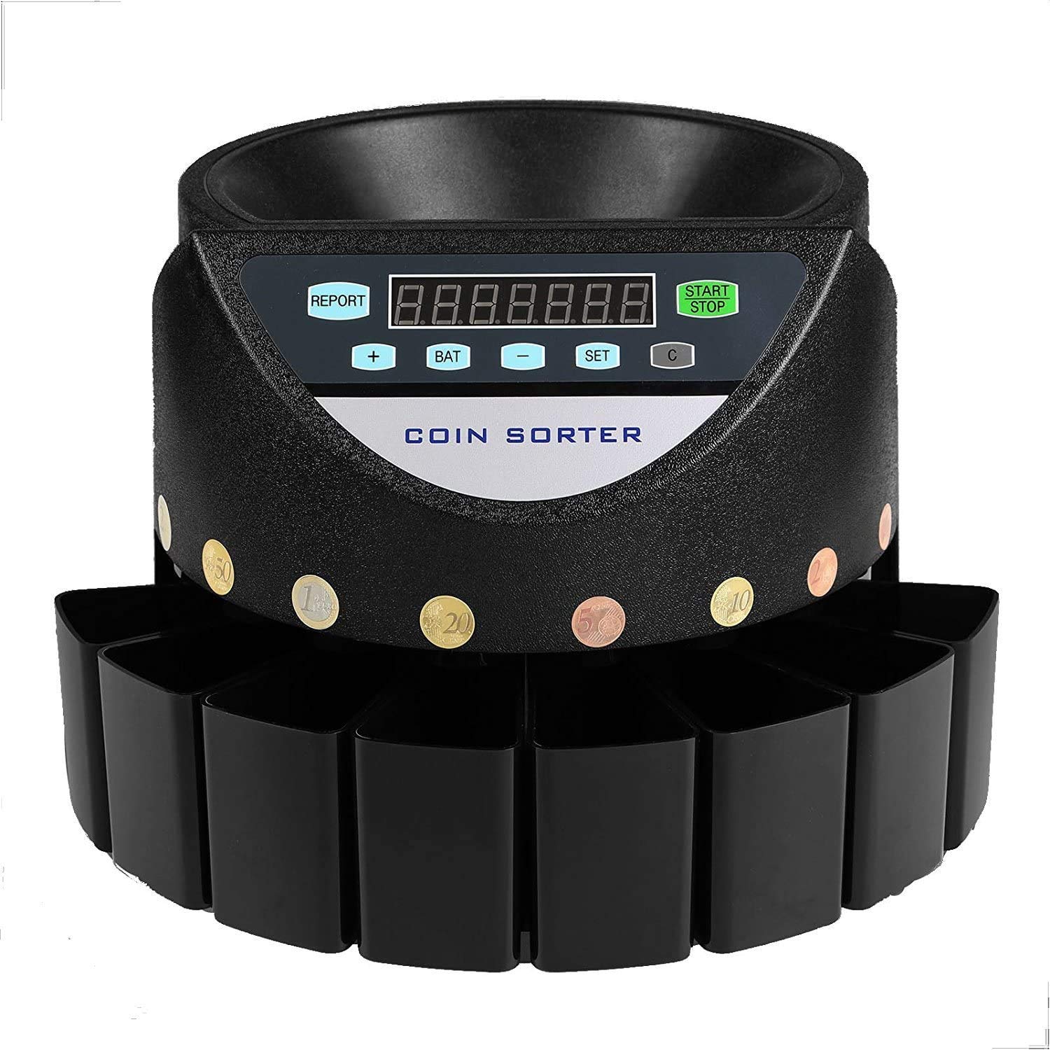 Contamonete elettrico Euro per monete e monete (nero)