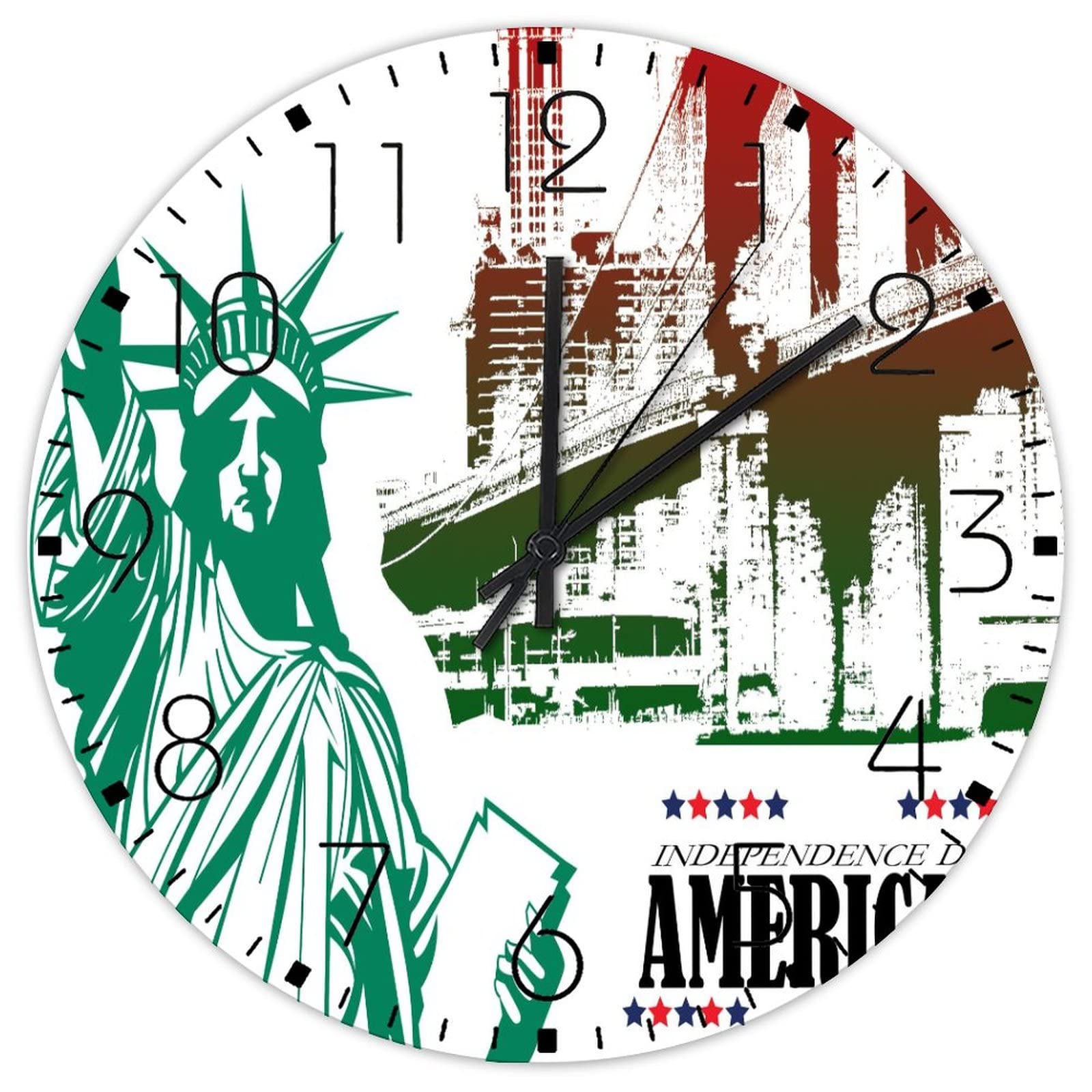Horloge murale en bois Statue de la Liberté silencieuse de 30 cm