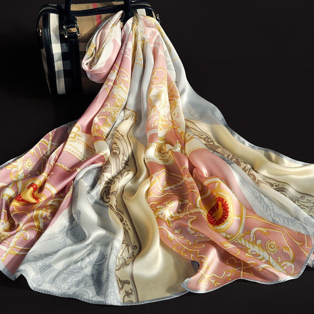 Foulard en Soie Satin de Soie Femme Printemps Et Automne Foulard en Soie Écharpe en Soie,Je