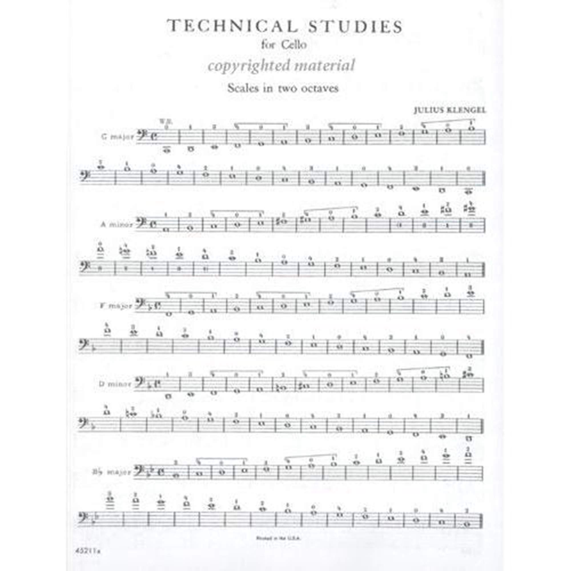 Julius Klengel: Technical Studies for the Violoncello Vol. 1 | Schirmer Library of Musical Classics | Cello Method | Unaccompanied Cello Instructional Sheet Music - Image 2
