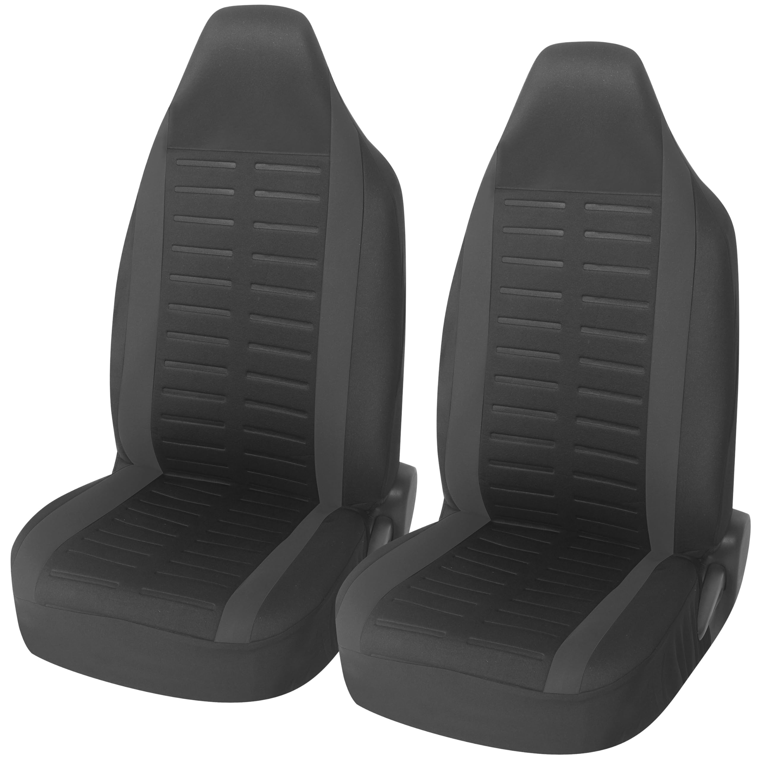 Upgrade4cars Coprisedili Auto Anteriori con Poggiatesta Integrato Nero | Set Copri-sedile Universale per Guidatore e Passeggero Poggia-testa non Rimovibili/Fissi