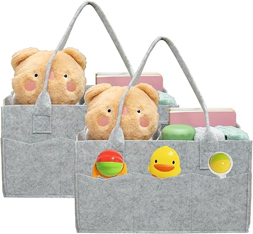 Miniatura 8 de Dorcy Paquete de 2 bolsas organizadoras de pañales para bebé, almacenamiento portátil de pañales con divisores, cestas de almacenamiento plegables