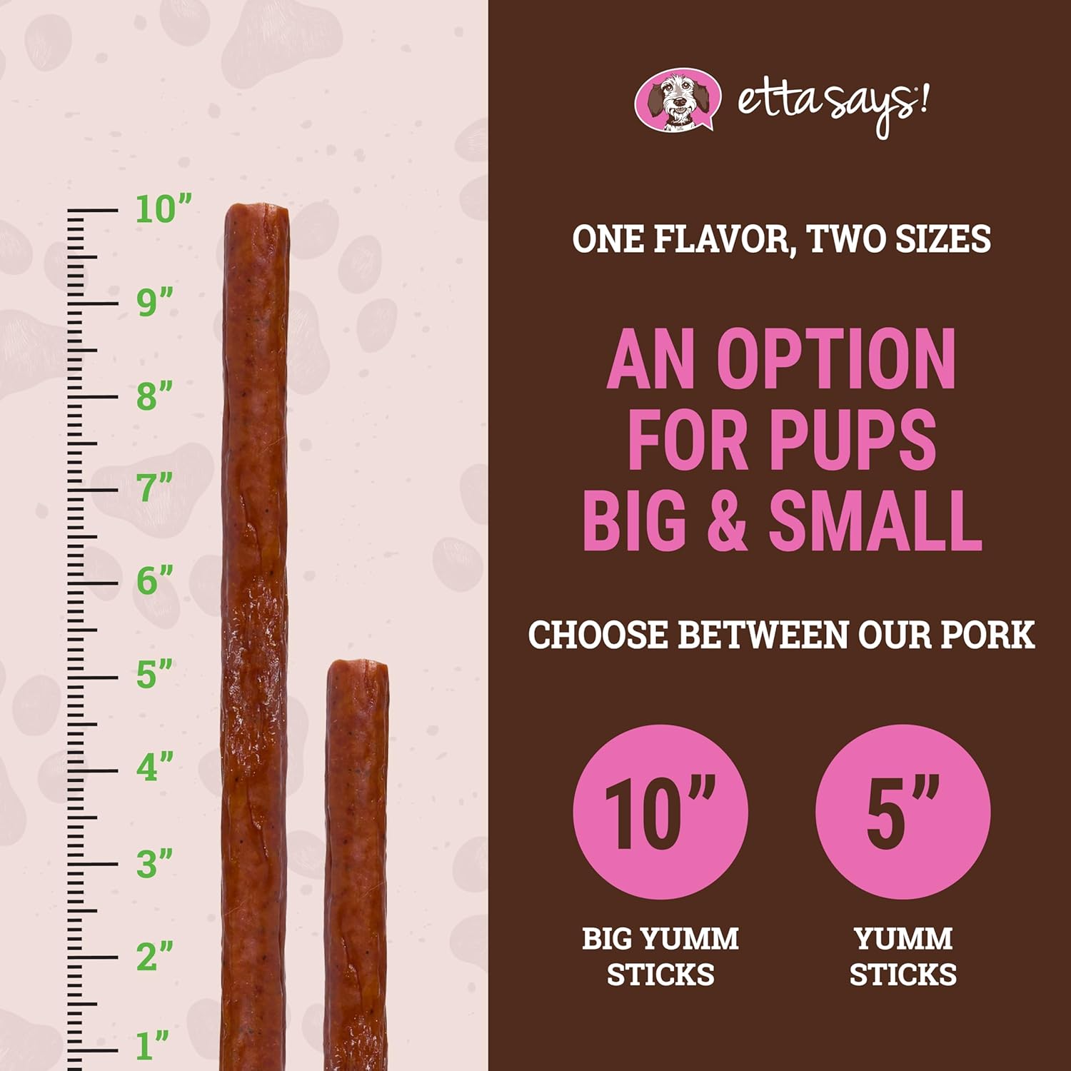 etta says! Yumm Sticks Natural Dog Treats - Pork Dog Jerky Treats - Human-Grade Jerky for Dogs - Made in The USA - 24 Count
