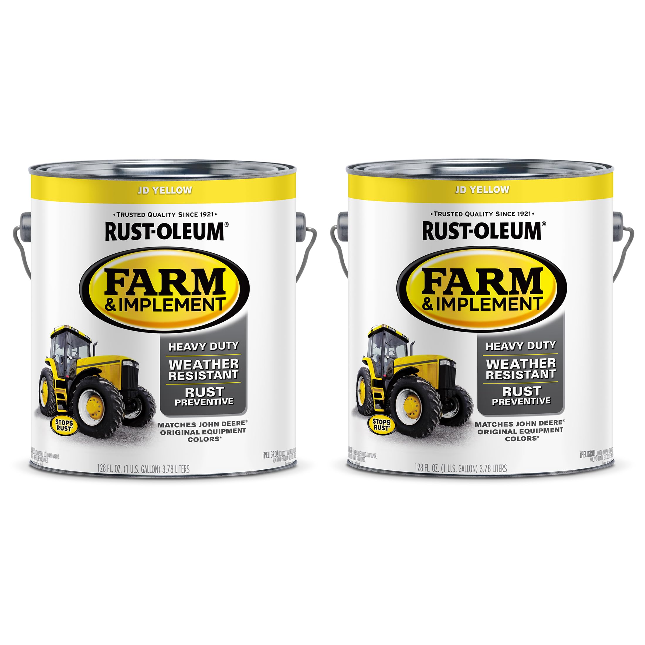 Rust-Oleum 280175-2PK Farm &amp; Implement Enamel Paint, Gallon, JD Yellow, 2 Pack
