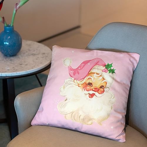 Miniatura 4 de Ayxvt Fundas de almohada de Papá Noel rosa de 18 x 18 pulgadas, fundas de almohada de Navidad rosas, fundas de almohada de Navidad para exteriores,