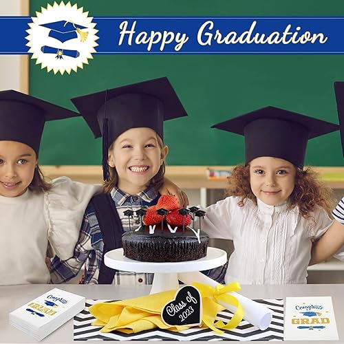 Miniatura 6 de 100 servilletas de papel para fiesta de graduación, suministros de 2 capas, servilletas desechables de 2 capas para decoración de escuela,