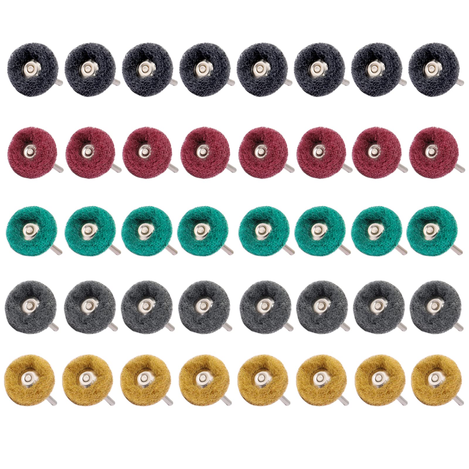 40 Pezzi Ruote di Lucidatura Abrasivo, 3 mm Ruote di Lucidatura Grana 80 150 240 400 600 per Utensili Rotanti Dremel Accessori 35mm di Diametro