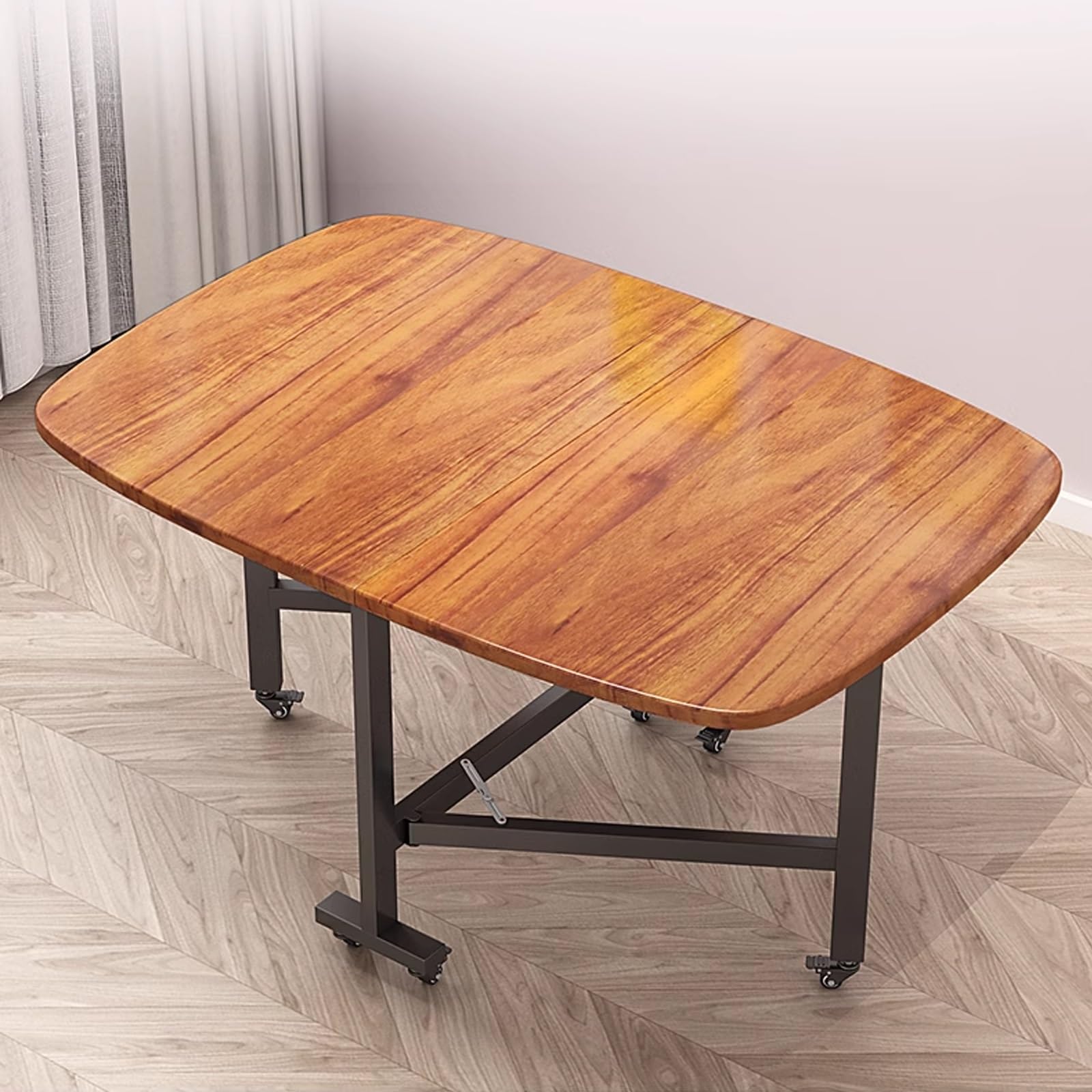 Table de salle à manger pliable bois naturel gain de place bureau multifonction 100x60