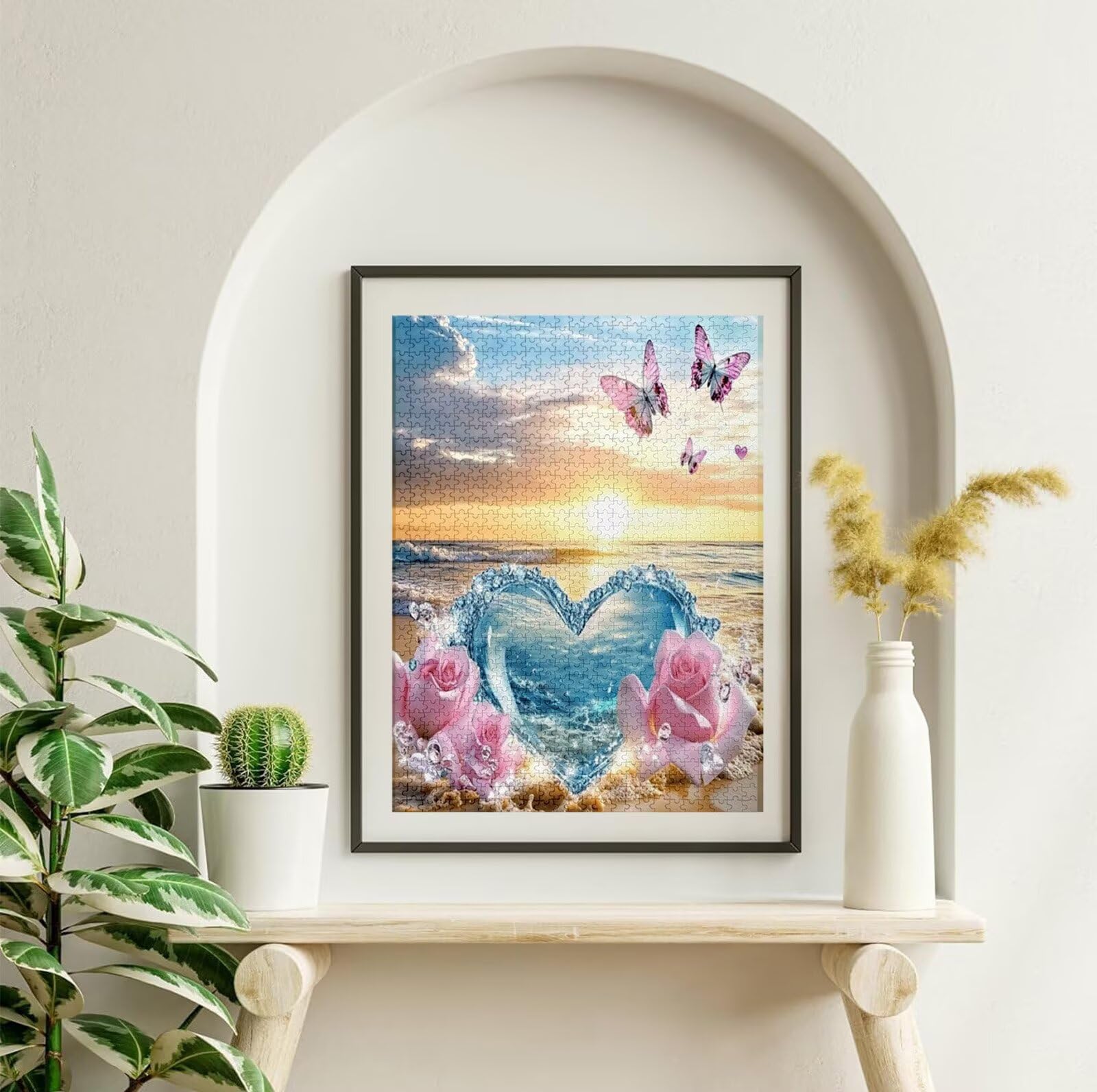 Puzzle 1500 Pièces Amour, Puzzle 1500 Pièces Adultes et Enfants, Puzzles Bois avec Une Boîte d'emballage Exquise, Jeu Éducatif Puzzles Plage, Noël Decoration Maison, Cadeau Femme, Cadeau Homme H-5995