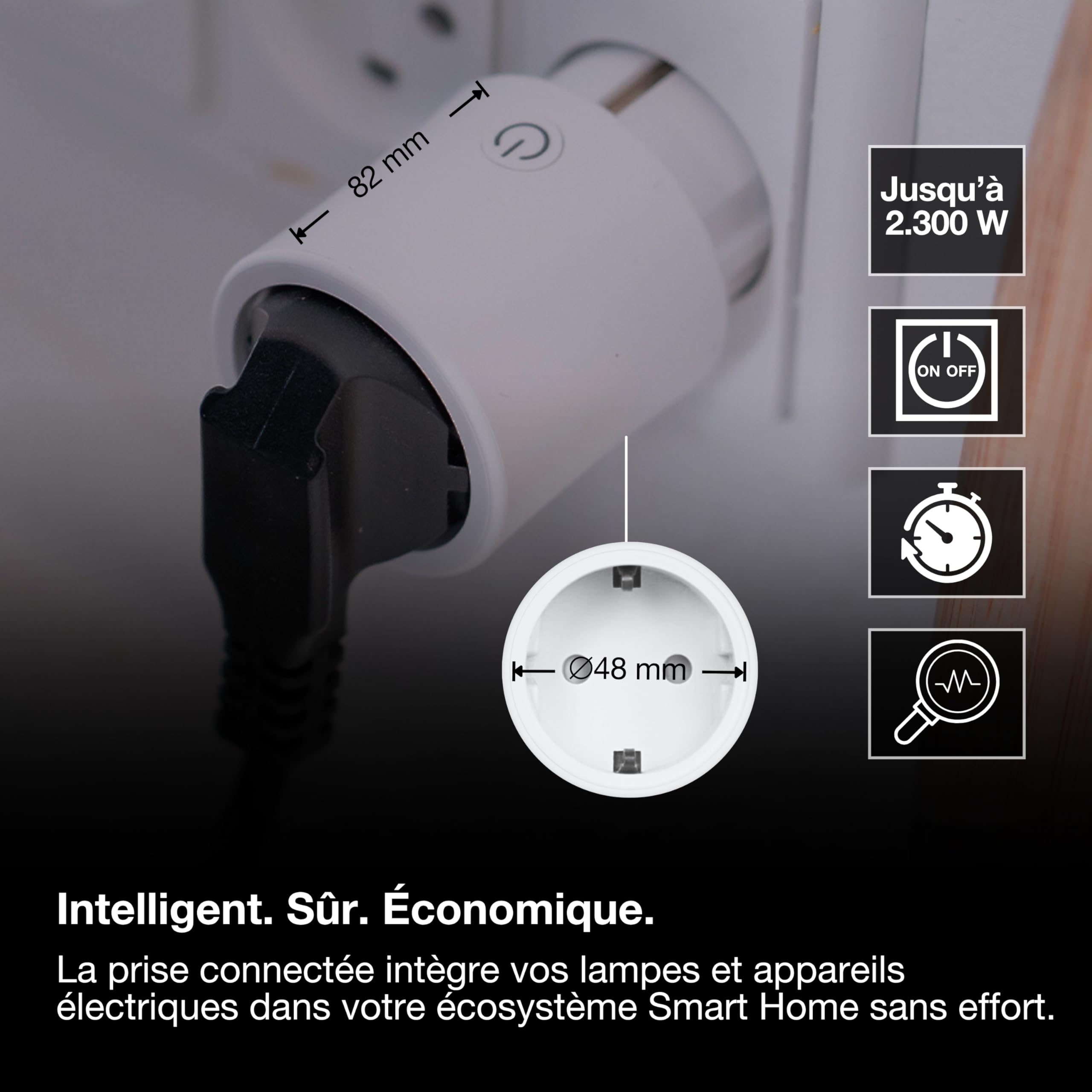 OSRAM SMART+ ZIGBEE prise UE en blanc, prise intelligente avec contrôle de | SMART+ ZIGBEE Plug, Plugs, Blanc, 48 mm dia, pack de 1