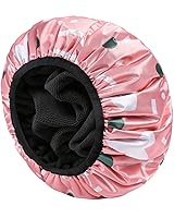 Vista 12 de YIZIJIZI Gorro de ducha forrado de rizo, gorro de ducha de tres capas grande para mujer, gorro de ducha reutilizable impermeable, para cabello largo