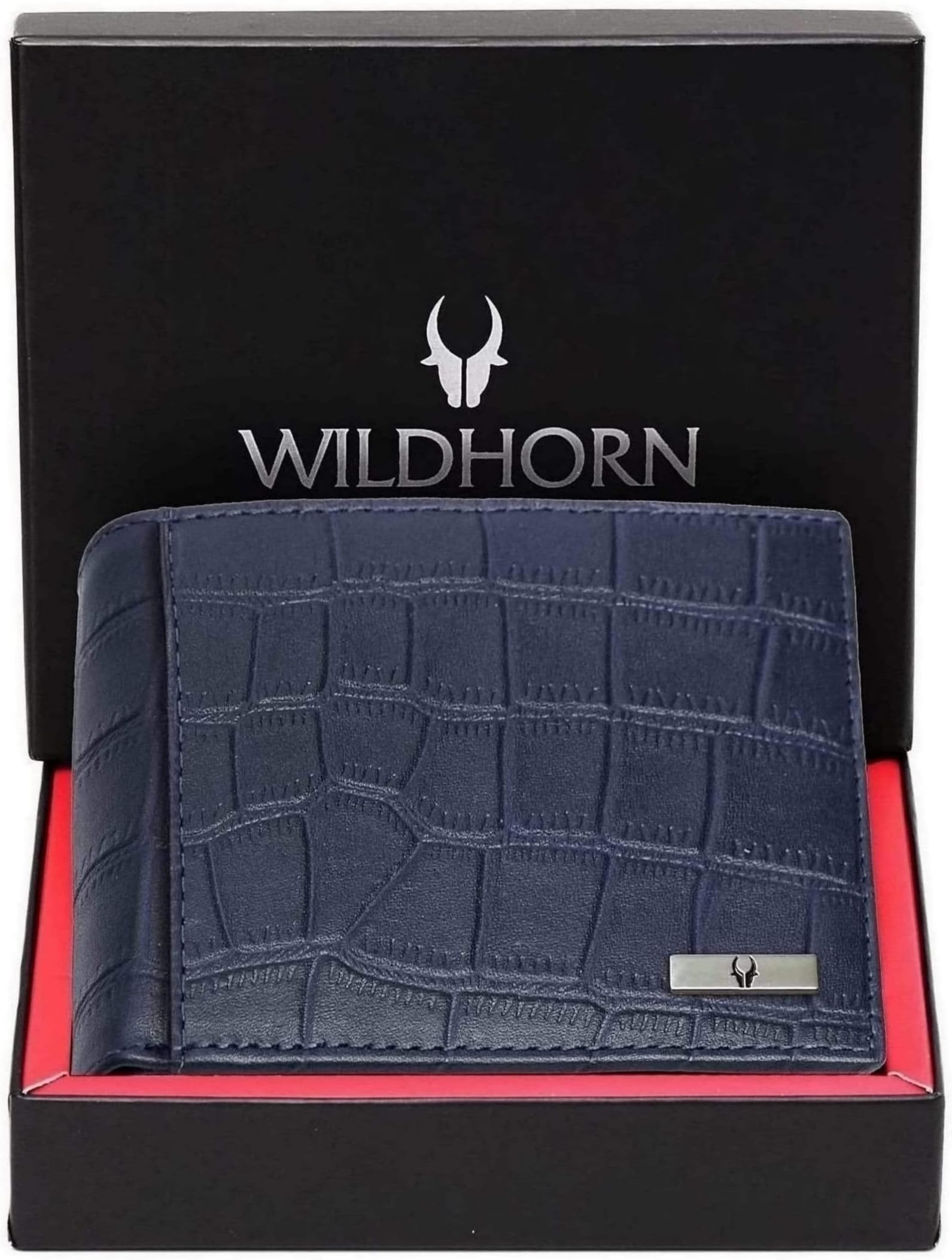 India RFID Protected Leather Men's Wallet, BLUE CRO, Contemporary