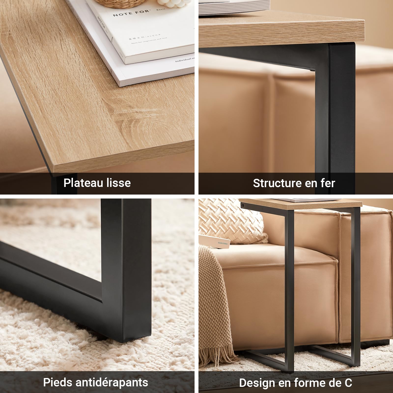 SoBuy Table d'Appoint Moderne Effet Marbre 40x30x60 cm