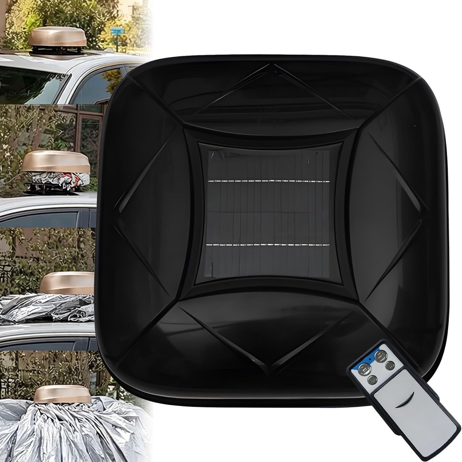 Solar Charging Smart Car Cover with Remote Control, Fully Automatic Outdoor Car Cover Portable Sun and Weather Shelter, Quick 10s Open, Anti-Theft Alarm for Sedan SUV MPV Black-2L
