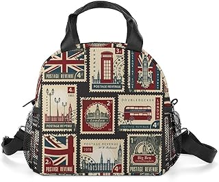 Seamless Pattern with Postage Stamps Theme Lunch Box for Men & Women Durable Lunch Bag for Adults Reusable Small Lunchbox