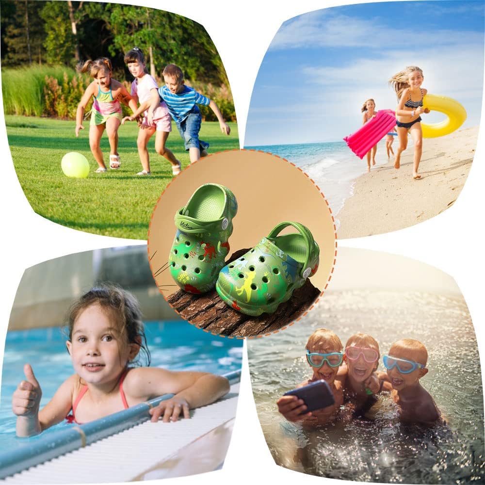 Kids Clogs Boys Girls Toddler Dinosaur Slip on Slide Garden Shoes Cartoon Beach Pool Kids Clog Sandals Slippers Water Clogs 12.5-13 Little Kid Green image 6 of 6 B091YM8948