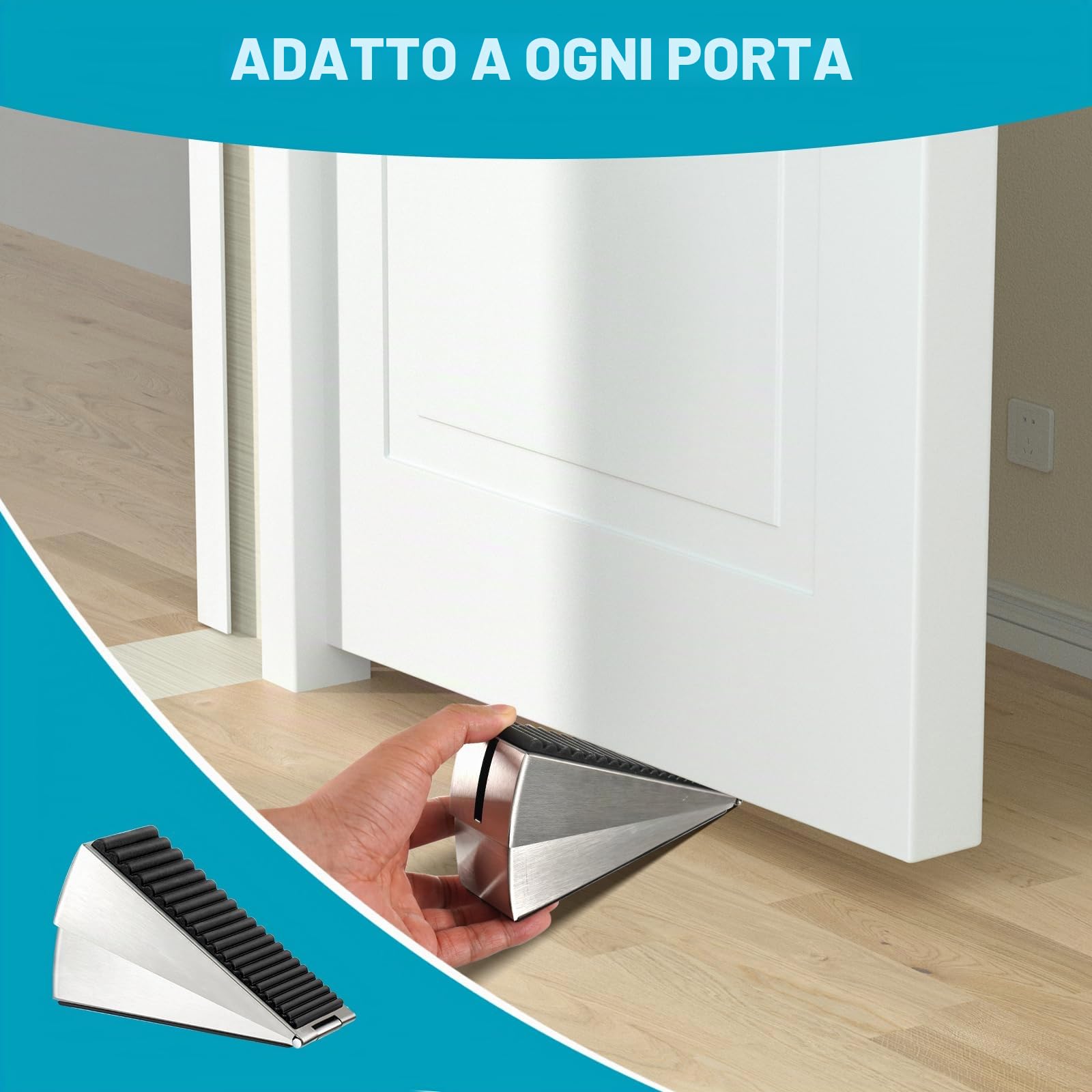 FLORA GUARD Fermaporta regolabile e resistente, altezza 7,6 cm, in acciaio inox, per il fondo di qualsiasi porta pesante, fermaporta in metallo con forte molla