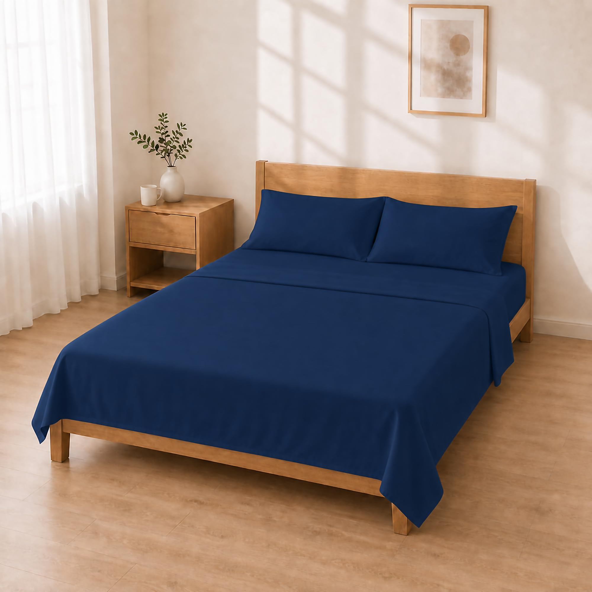Microfibre Fitted Sheet 135 x 200 + 30 / 220 x 280 + 50 x 80 2 Pieces, Dark Blue