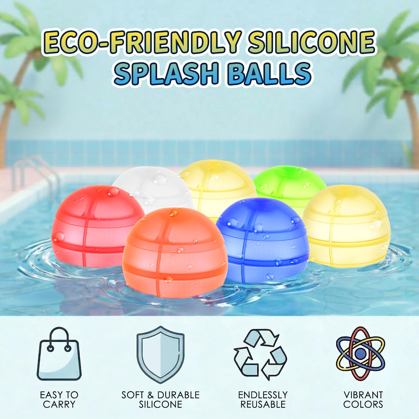 Palloncini Acqua Riutilizzabili –12 Pezzi Bombe d’Acqua in Silicone,Doppia Apertura a Riempimento Rapido Autosigillanti – Giocattolo da Piscina,Spiaggia,Giardino Esterno per Bambini 6+ Anni