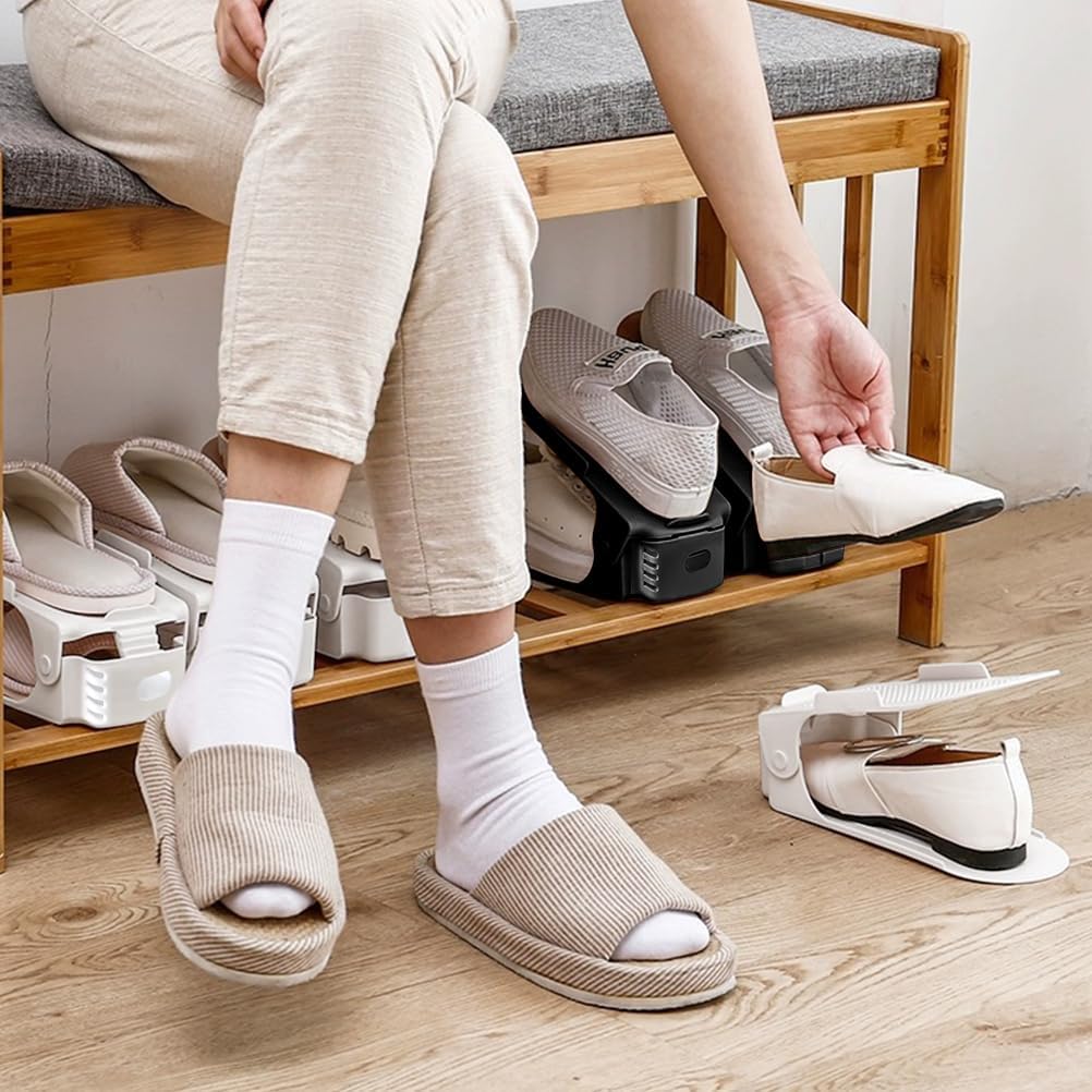 Shoe Organizer 36 Pack - Shoe Stackers, Space Savers 50%, 4 Levels Adjustable Rack, White