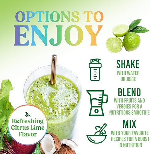 Miniatura 7 de Superalimento orgánico en polvo Super Greens - Mezcla de batidos de verduras orgánicas originales, antioxidantes y probióticos, espirulina,