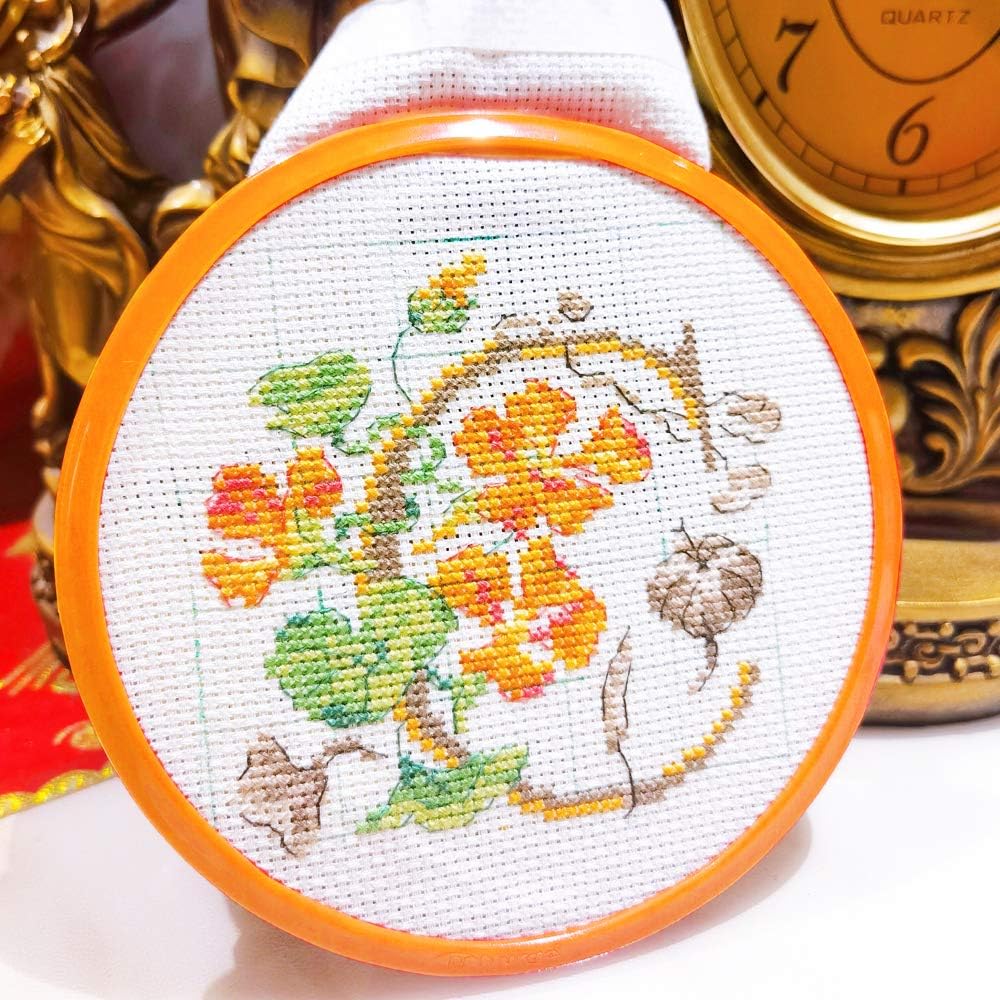 4 Pieces Embroidery Hoops, Plastic Circle Cross Stitch Hoop Ring 3.4 inch to 7.6 inch (Random Colour) for Embroidery,Cross Stitch and DIY Craft Sewing,Including 16pcs Gold Eye Sewing Needles