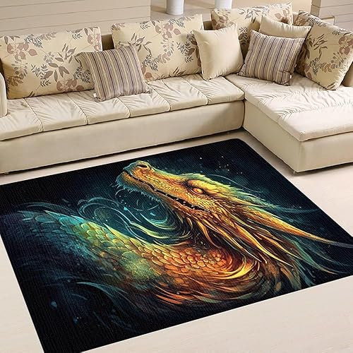 Vista 19 de Alfombra de dragón personalizada, con estampado de dragón de galaxia brillante, tapete grande de 5 x 8 pulgadas para sala de estar, dormitorio