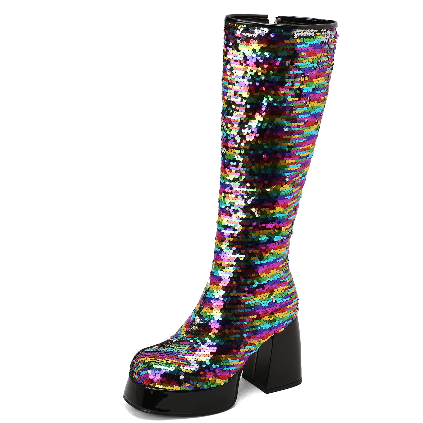 Fashion Platform Sequined Cloth Halloween GoGo Boots for Women