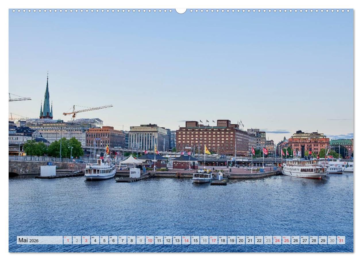 Stockholm an Mittsommer (Wandkalender 2026 DIN A2 quer), CALVENDO Monatskalender: Stockholm im Licht der Mittsommernacht. (CALVENDO Orte)
