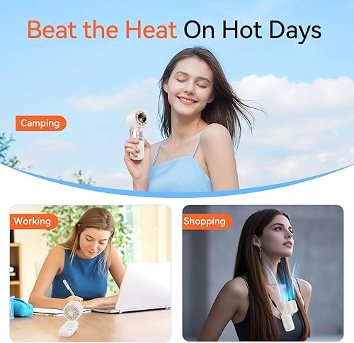 Miniatura 8 de Ventilador turbo portátil 3 en 1, 100 velocidades, 15000 RPM, refrigeración de 10 horas, pantalla LED, rotación de 90, alimentado por batería