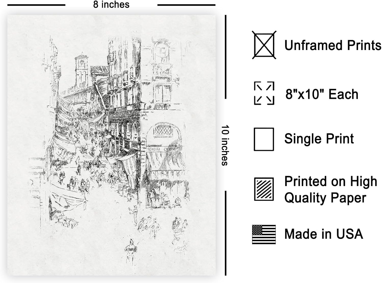 Poster Master Architecture Print - Vintage The Rialto Poster - Minimal Etching Sketch Art - Abstract Drawing - Great Office, Living Room or Bedroom Decor - 8x10 UNFRAMED Wall Art