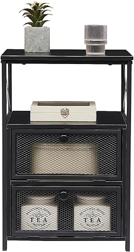 Miniatura 6 de VECELO Mesita de noche, mesa auxiliar con espacio de almacenamiento y puerta, mesitas de noche modernas para sala de estar, dormitorio, mármol