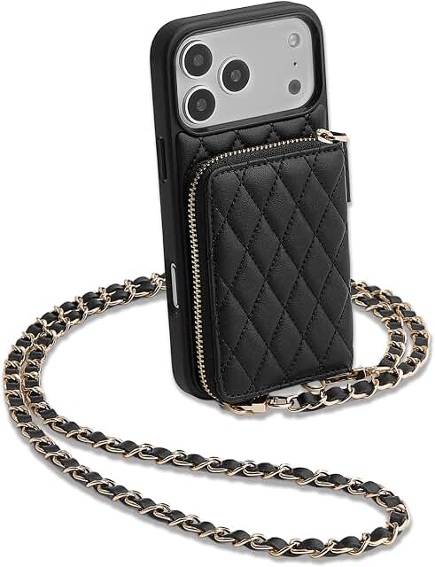 LAMEEKU iPhone 17 Pro Max wallet case with crossbody strap