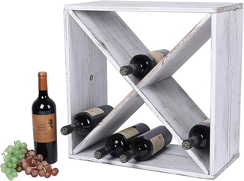 Miniatura 6 de fdjamy Estante de vino para encimera de madera, apilable, almacenamiento rústico, estilo retro, cubo de 24 botellas, estante de vino de madera