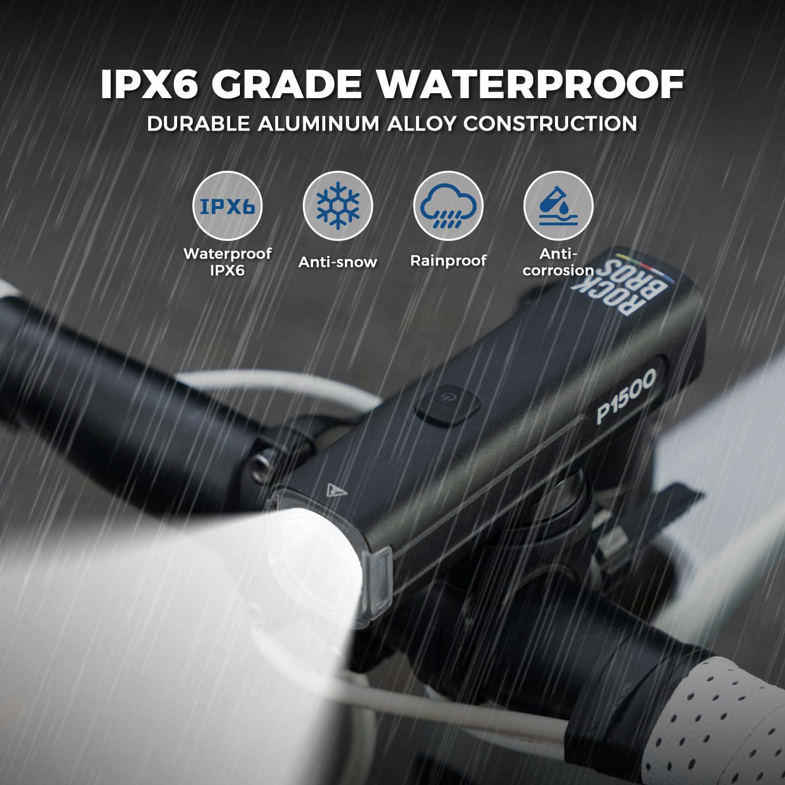 ROCKBROS Road to Sky Luz Delantera para Bicicleta, Luz de Bicicleta con IPX6 Resistente al Agua para Ciclismo Senderismo Camping