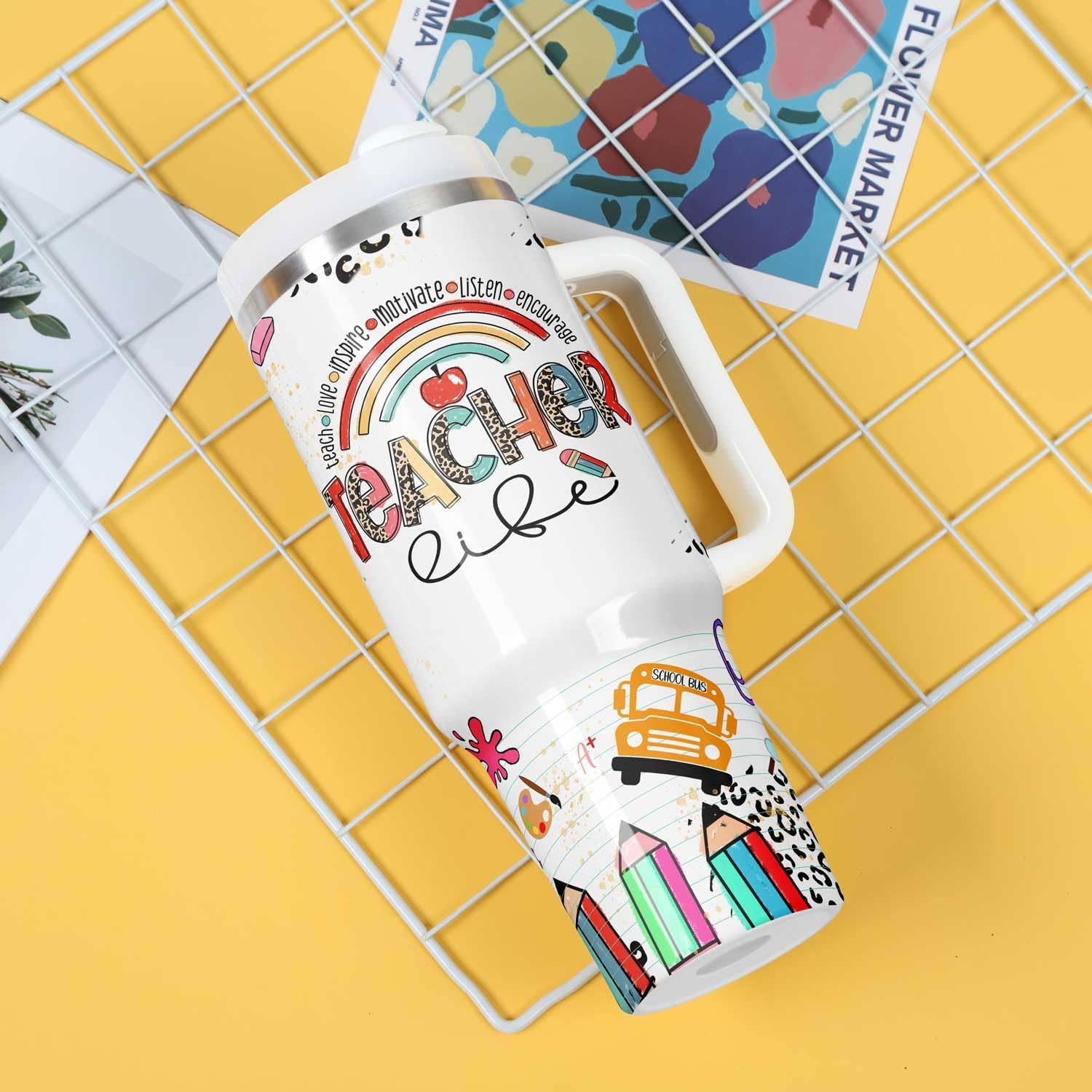 Teacher Gift Tumbler,Teacher Appreciation Week Gift For Teacher, 40 Oz Tumbler with Handle - Image 6