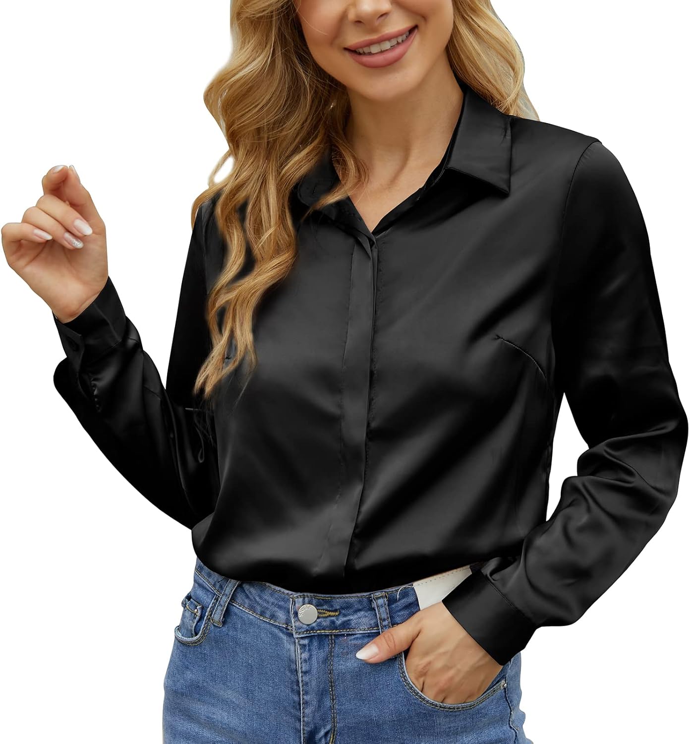 Airmiuu Women's Long Sleeve Silk Blouse Casual Kenya Ubuy