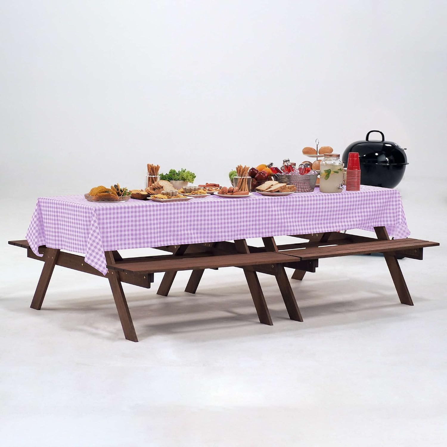 C CRYSTAL LEMON Purple Gingham Disposable Plastic Tablecloths, 4 Pack image 2