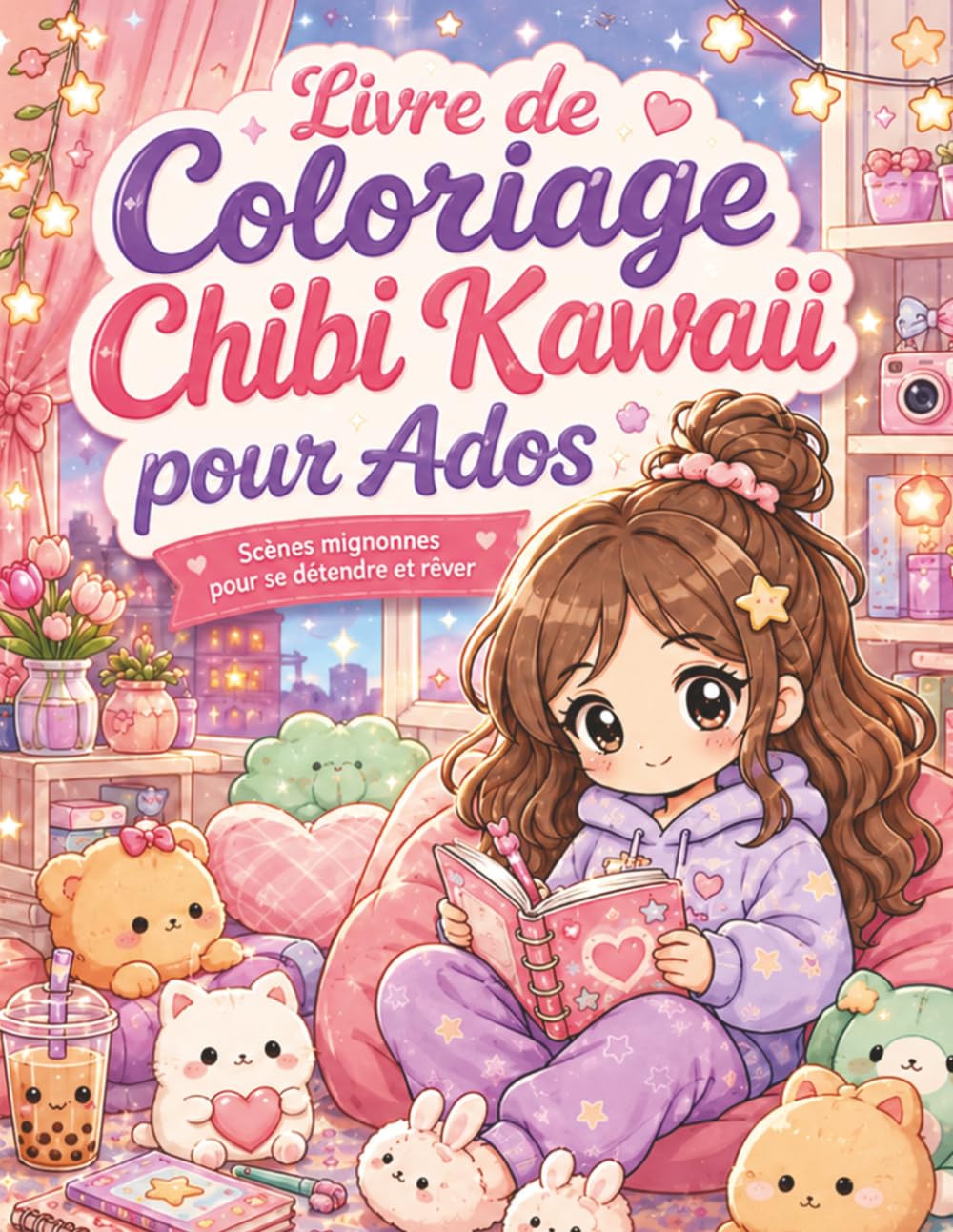 Livre de Coloriage Chibi Kawaii pour Ados: Dessins manga mignons à colorier, scènes cozy, animaux adorables et moments créatifs pour adolescentes