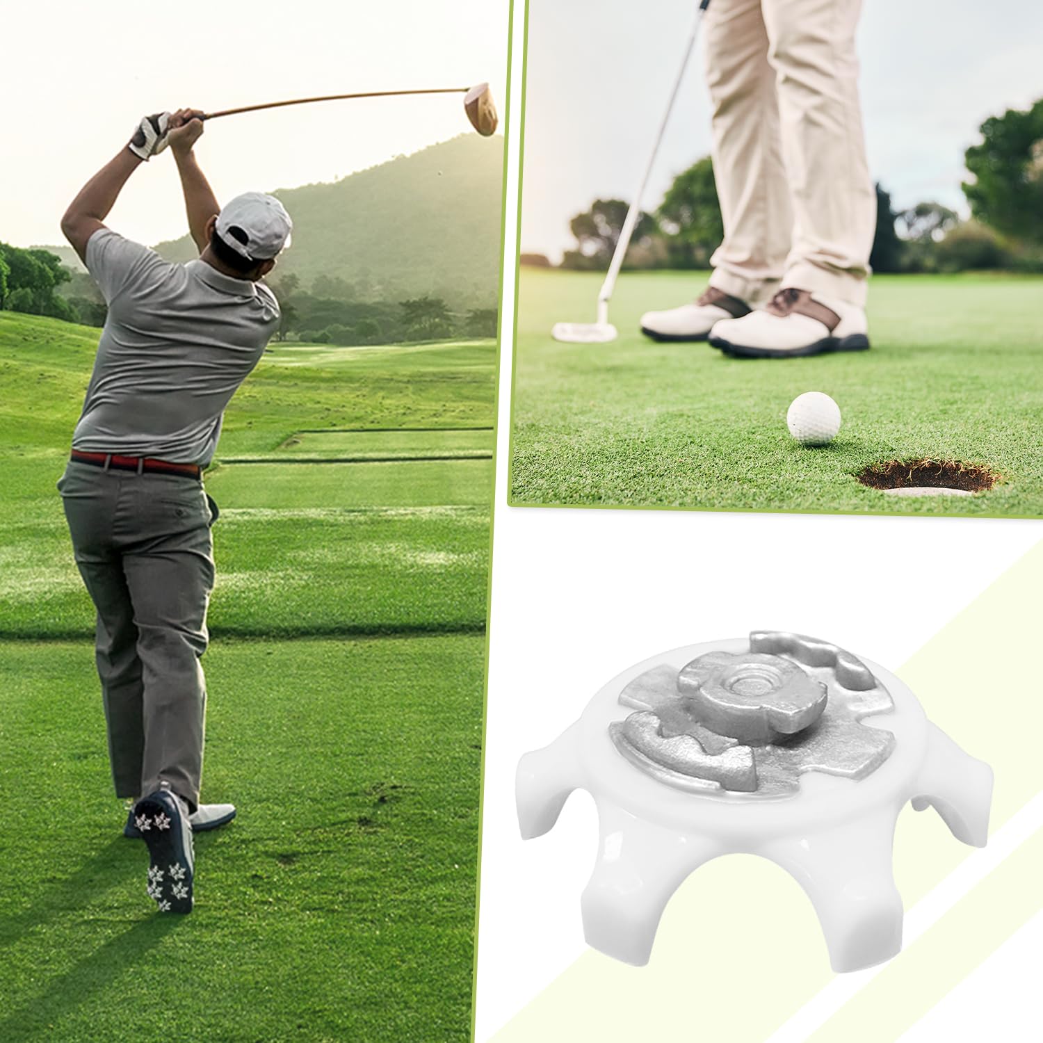 16 Tacos para Zapatos de Golf, Clavos para Zapatos de Golf, Clavos de críquet, Tacos roscados, Accesorios para Zapatos de Golf, Regalo para golfistas (Blanco)