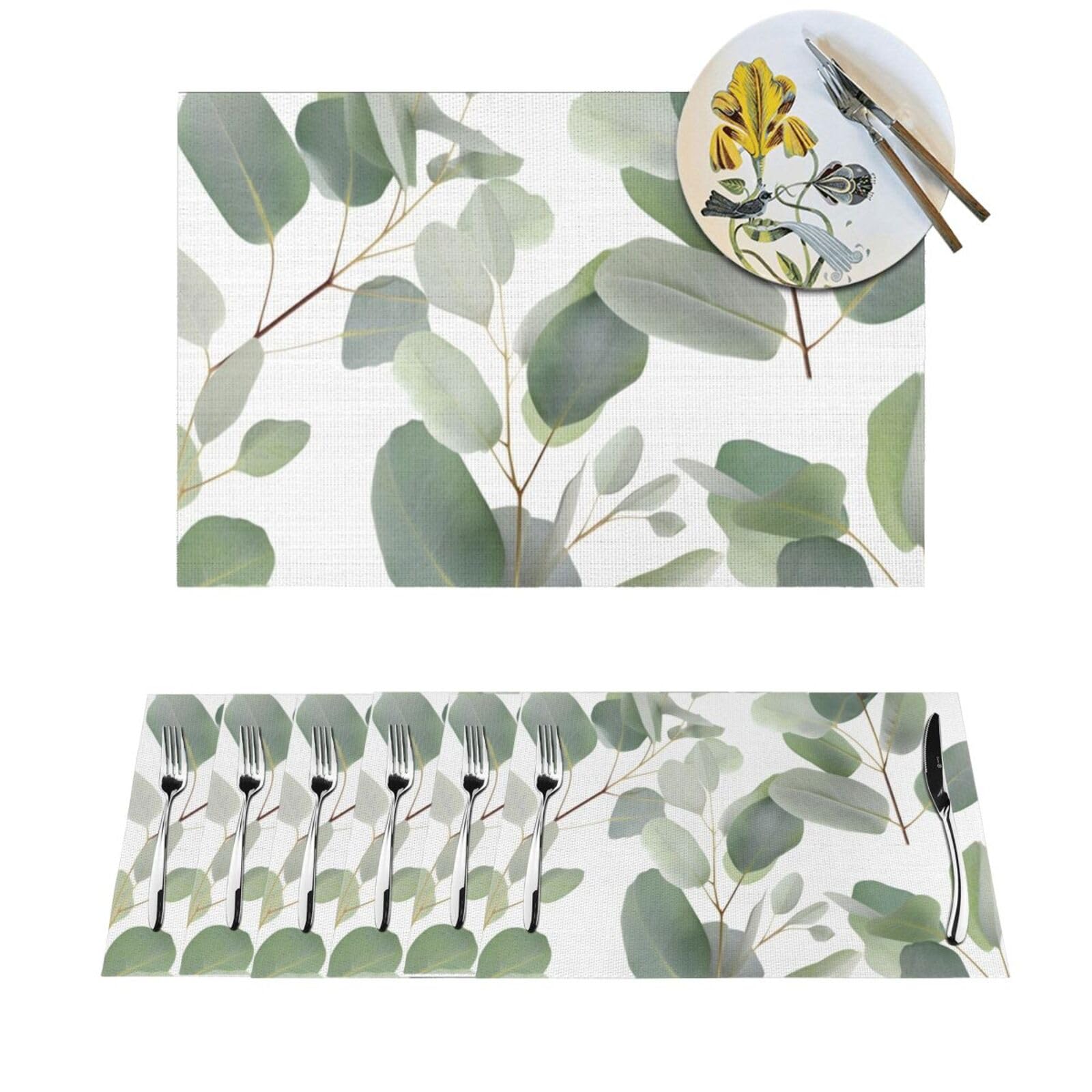 4 sets de table en vinyle eucalyptus 30x45 cm lavables et résistants pour repas