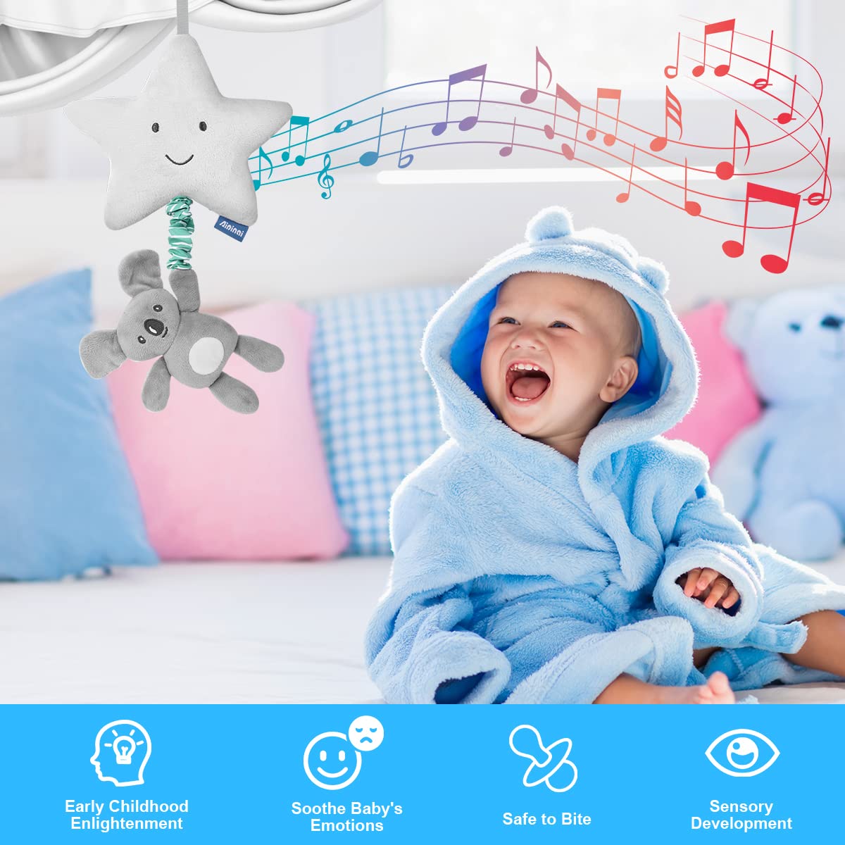Vicloon Baby Pram Toys - Pushchair Activity Plush Soft Toys with Music - Image 4