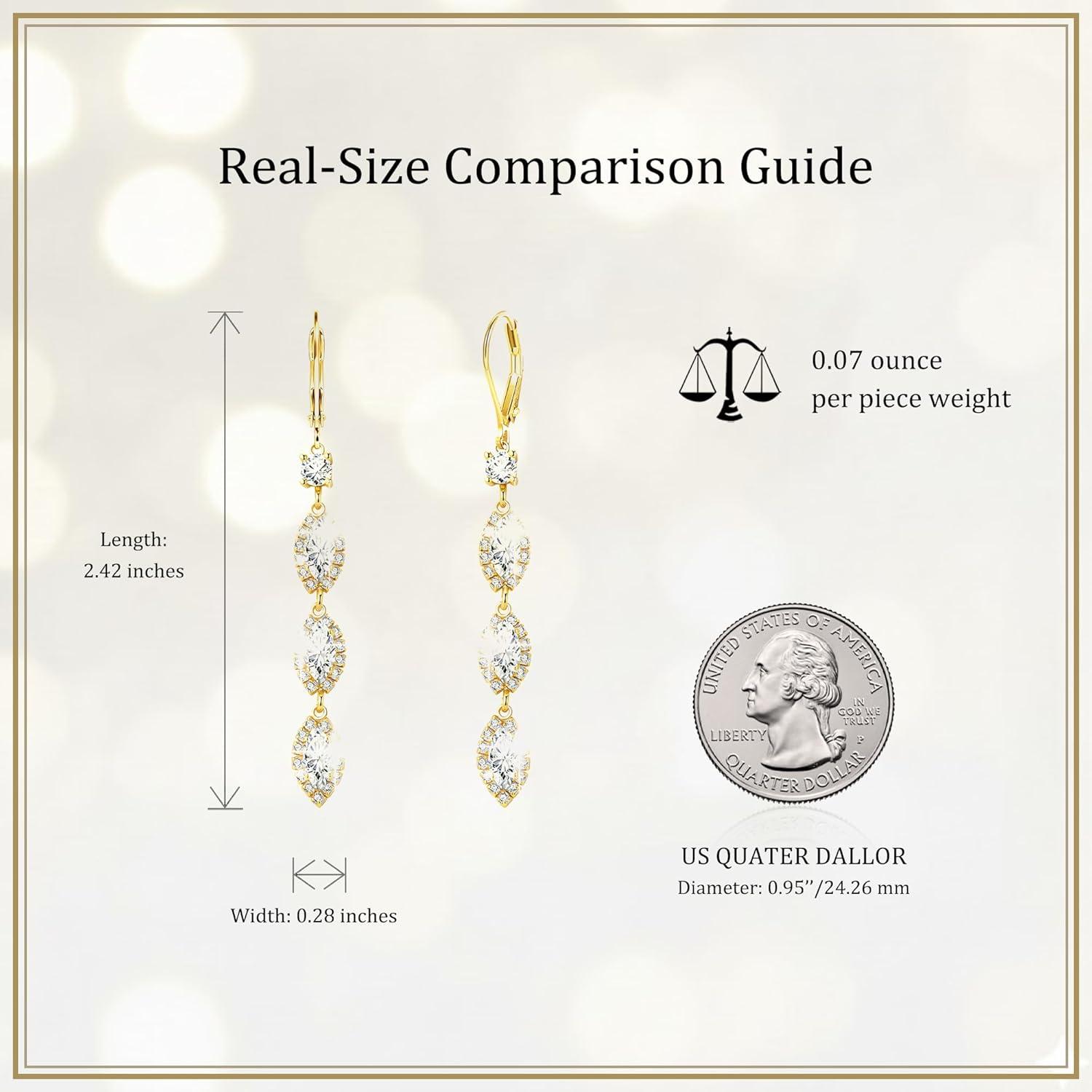 Sonateomber Gold Silver Teardrop Dangle Earrings for Women, Dainty Lightweight Drop Cubic Zirconia Earring Wedding Bridal Engagement Prom Fashion Jewelry Gift - Image 5