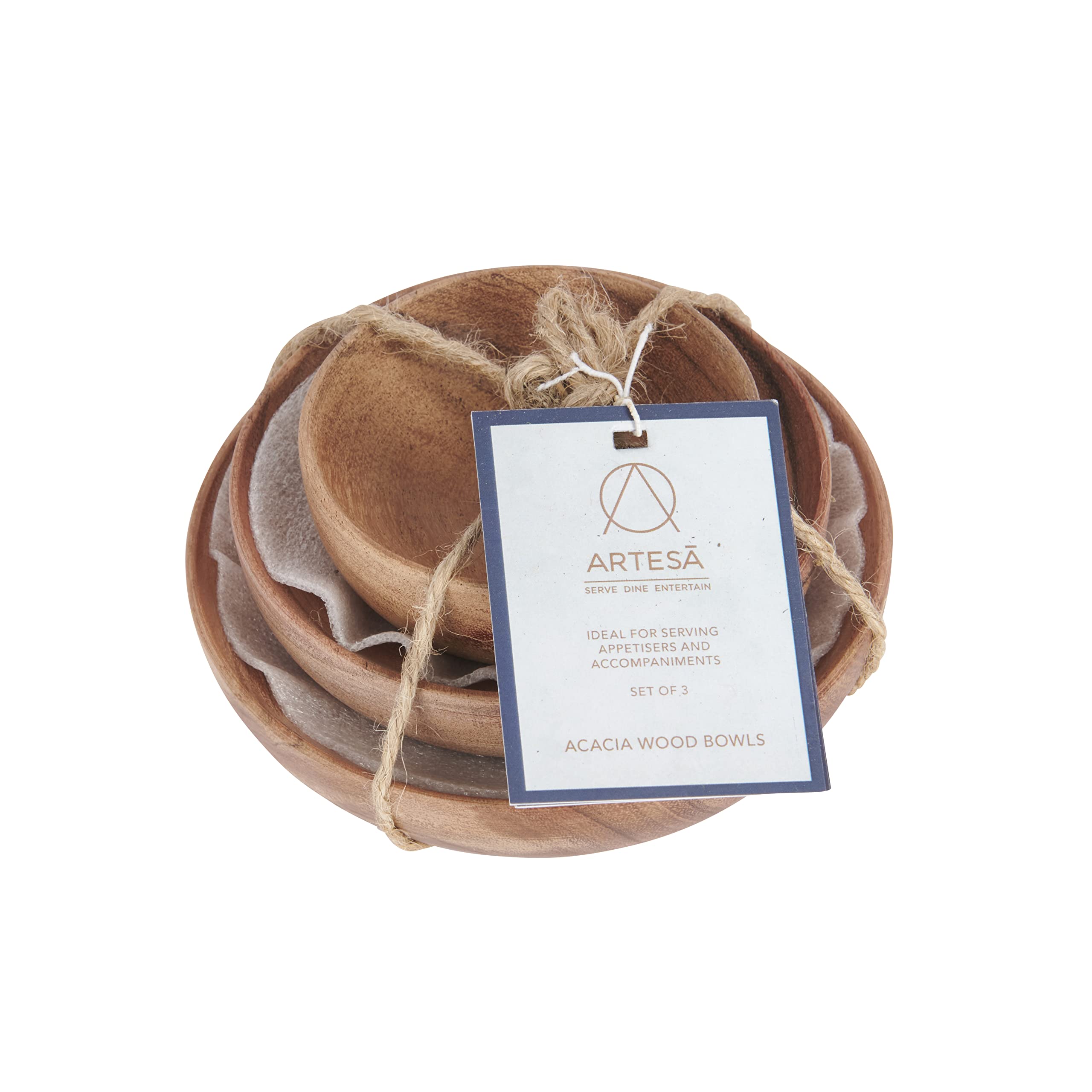 Ensemble De Saladiers Ronds En Bois D'acacia Naturel Pour Servir De La