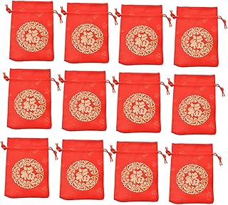 SKISUNO 12個福字入り チャイナ風 巾着袋 キャンディーやジュエリー収納にな 巾着式 バッグ