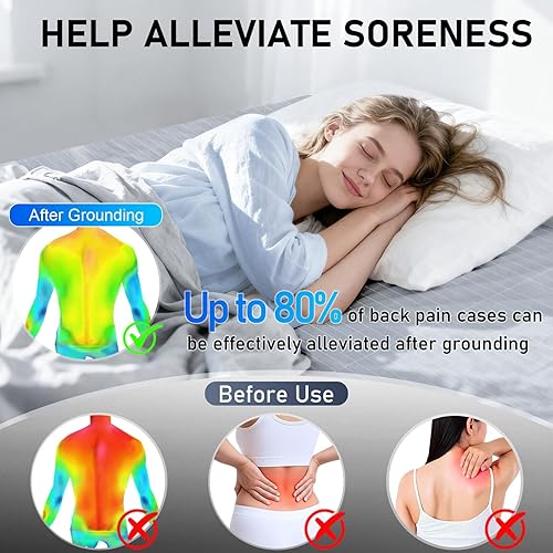 Miniatura 5 de Grounding Sheets, 90% algodón orgánico + 10% fibra de plata pura, sábanas de cama para mejorar el sueño y el bienestar, sábanas bajeras de tierra de